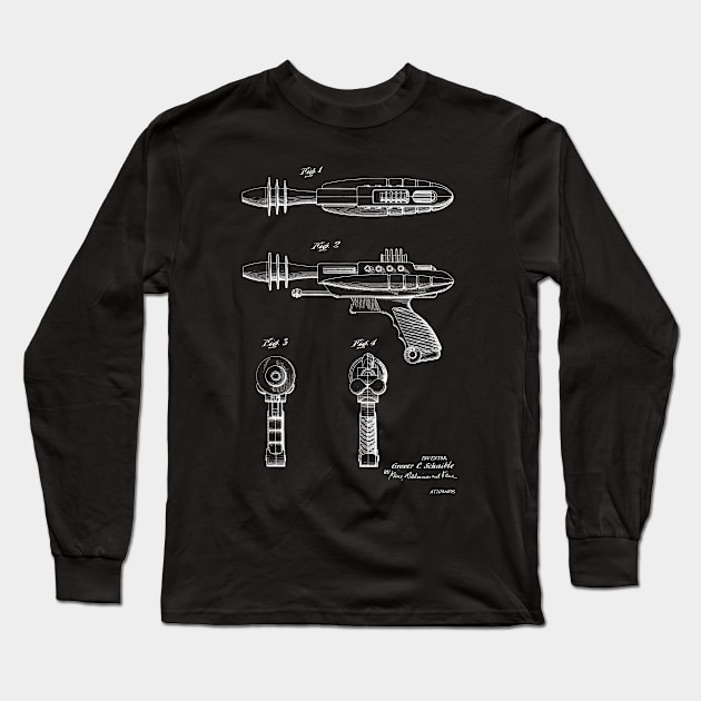 Toy Pistol Vintage Patent Hand Drawing Long Sleeve T-Shirt by TheYoungDesigns